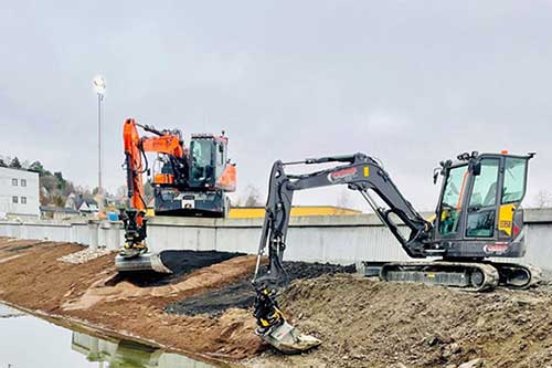 Westlunds Entreprenads grävmaskin i Sandviken